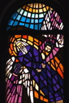 Moses death in stained glass at Mt. Nebo